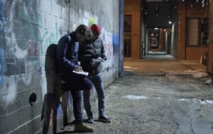 Writer director producer Scott Hipp on set in an alley